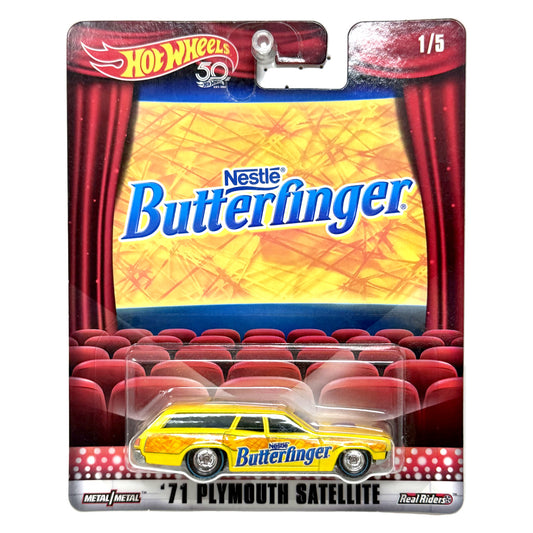 Hot Wheels Nestle Butterfinger 1971 Plymouth Satellite 1:64 Diecast Real Riders