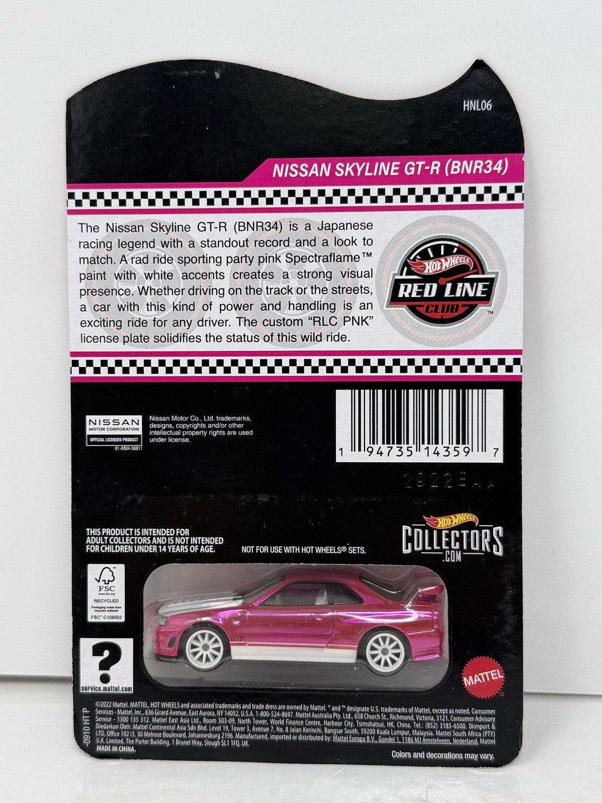 Hot Wheels RLC Red Line Club Exclusive Nissan Skyline GT-R BNR34 1:64 Diecast