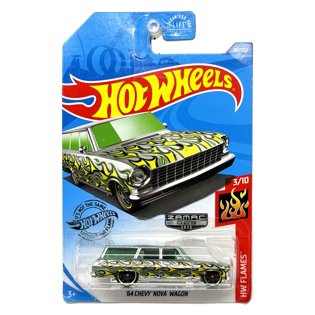 Hot Wheels ZAMAC HW Flames 1964 Chevy Nova Wagon 1:64 Diecast