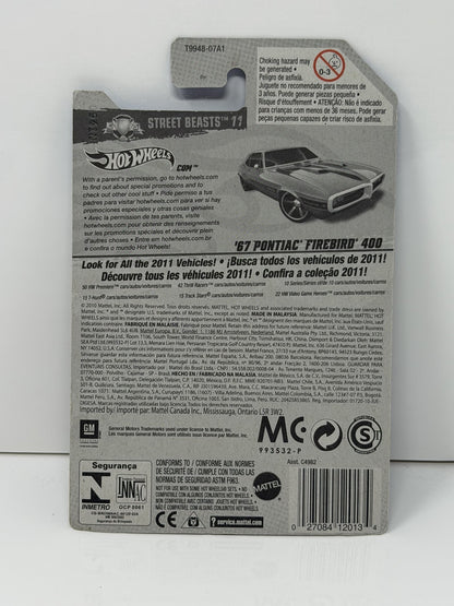 Hot Wheels Street Beasts 1967 Pontiac Firebird 400 1:64 Diecast Gray