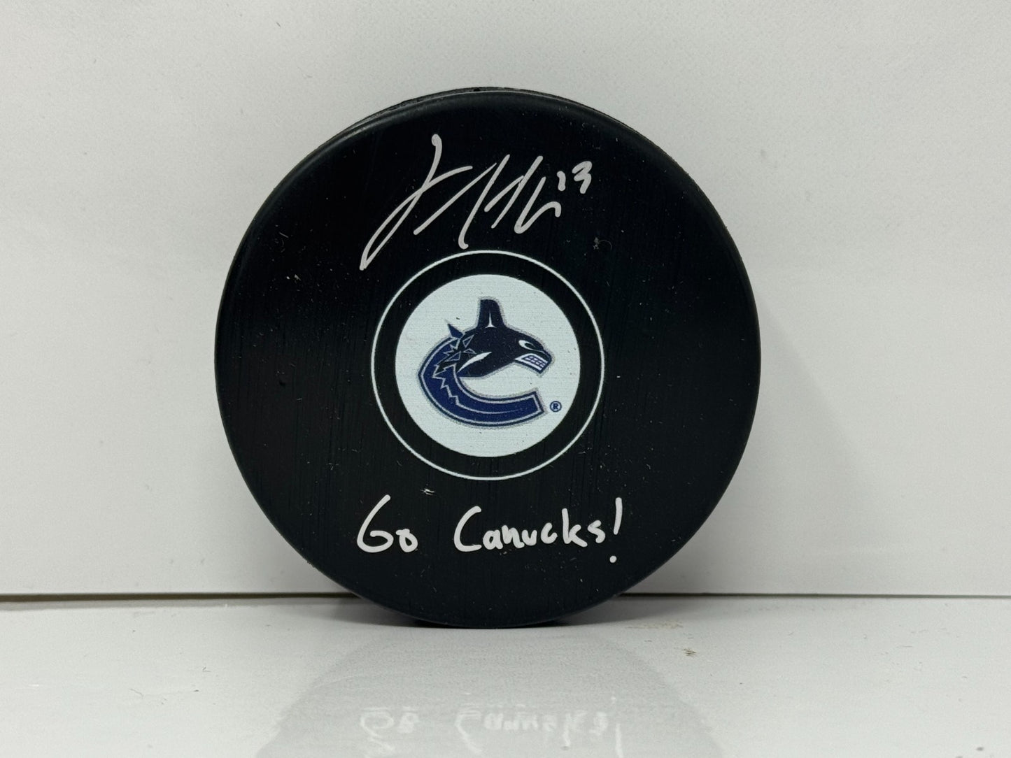 Jayce Hawryluk Vancouver Canucks Signed NHL Autograph Puck Silver Auto