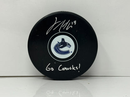 Jayce Hawryluk Vancouver Canucks Signed NHL Autograph Puck Silver Auto