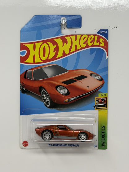 Hot Wheels Super Treasure Hunt '71 Lamborghini Miura SV Exotics 1:64 Diecast STH