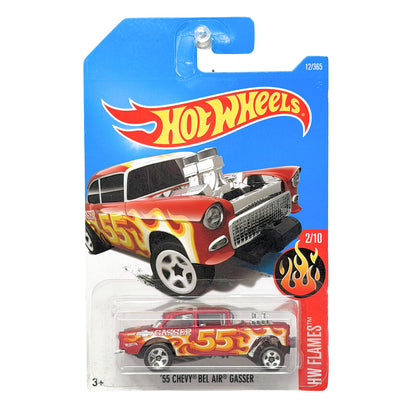 Hot Wheels HW Flames 1955 Chevy Bel Air Gasser Red 1:64 Diecast