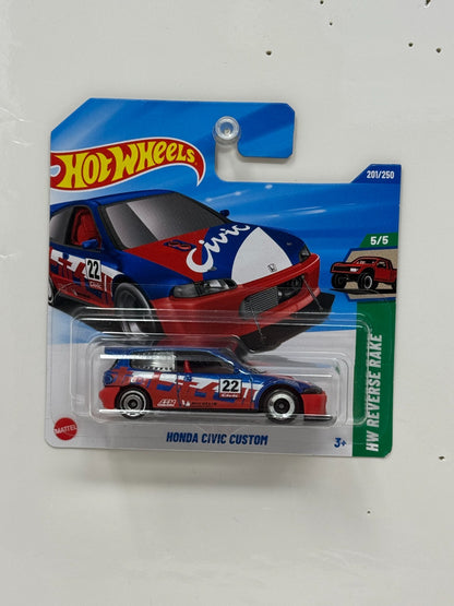 Hot Wheels Reverse Rake Honda Civic Custom 1:64 Diecast Short Card