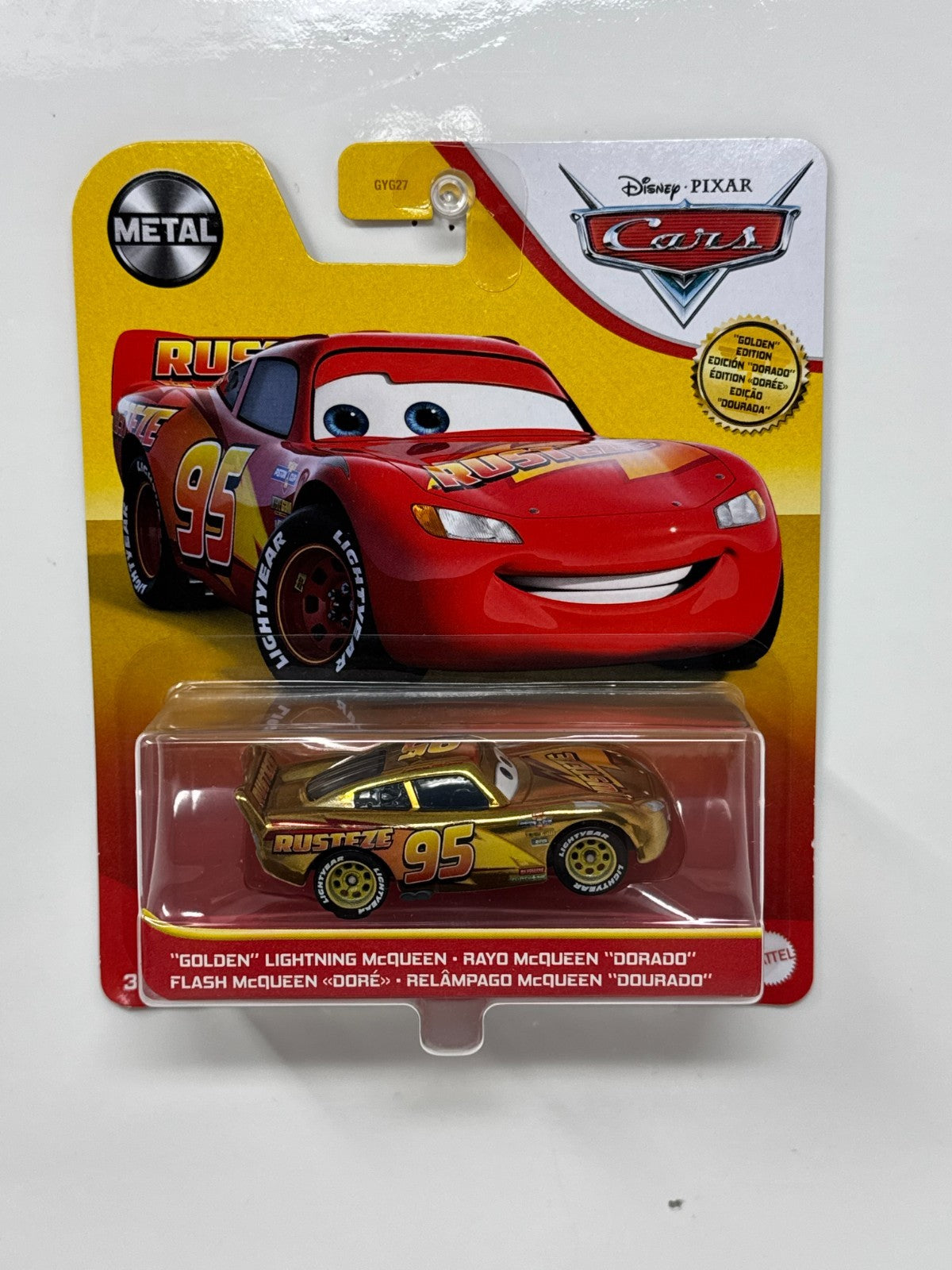 Disney Pixar Cars Golden Lightning McQueen Rust-Eze Edition 1:55 Diecast