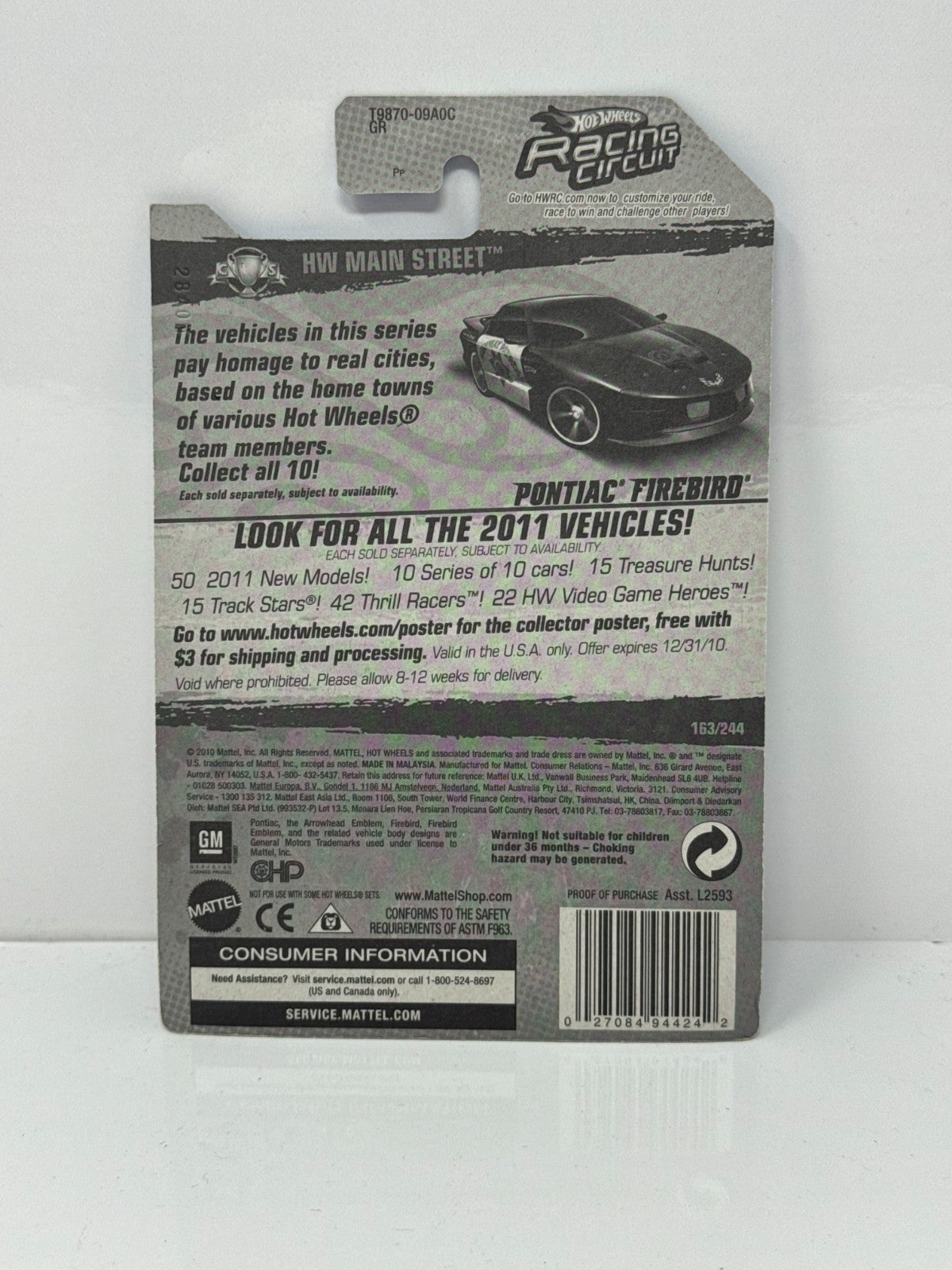 Hot Wheels Main Street Pontiac Firebird 1:64 Diecast Factory Sealed Police Car