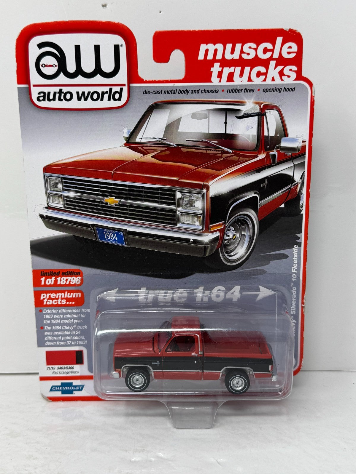 Auto World Muscle Trucks 1984 Chevy Silverado 10 Fleet Side 1:64 Diecast