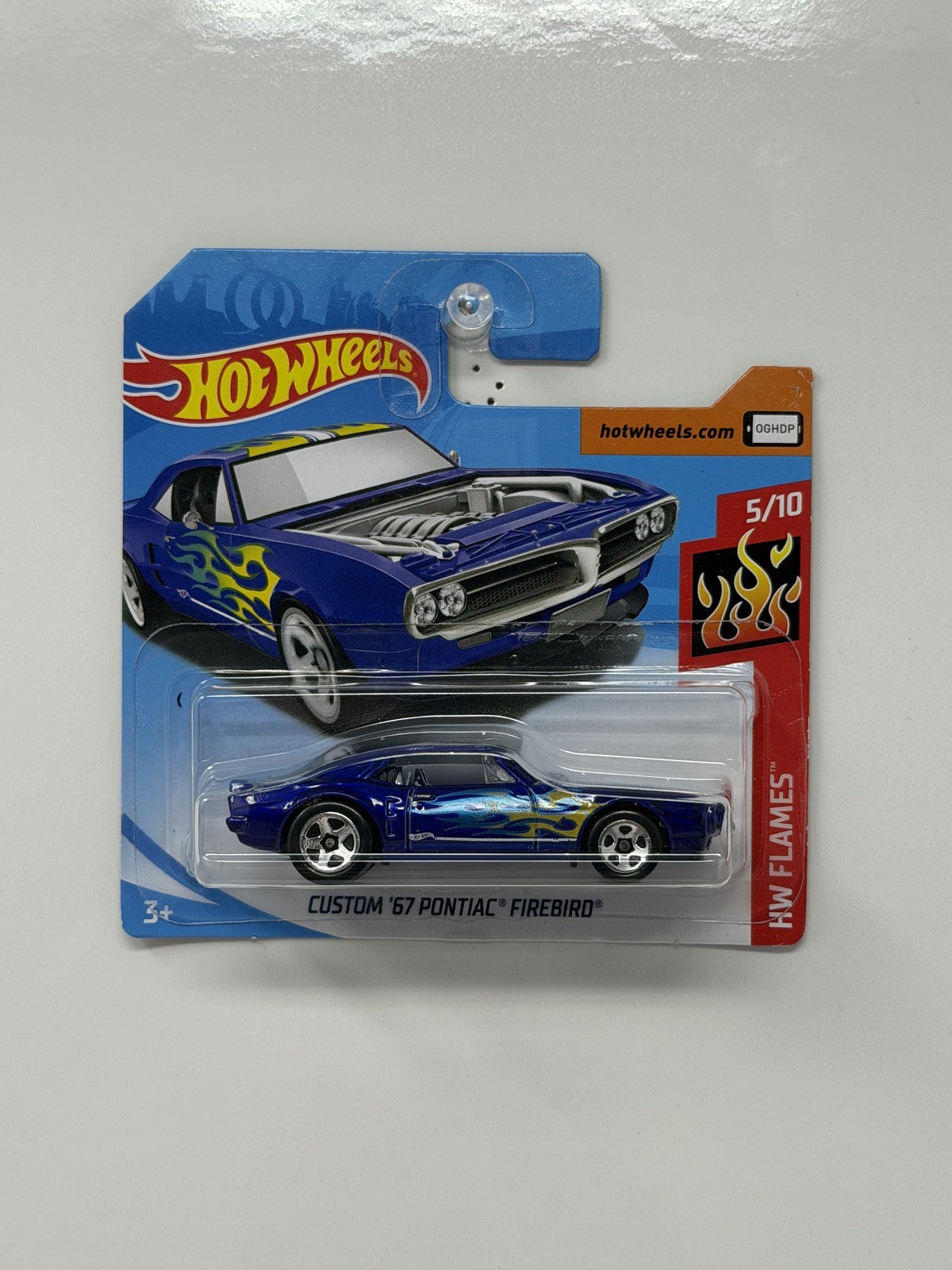 Hot Wheels Flames 1967 Pontiac Firebird 1:64 Diecast Blue Short Card