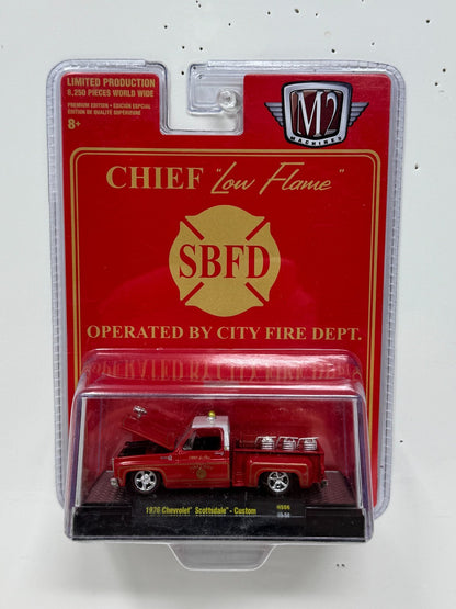 M2 Machines Chief "Low Flame" SBFD 1976 Chevrolet Scottsdale Custom 1:64 Diecast
