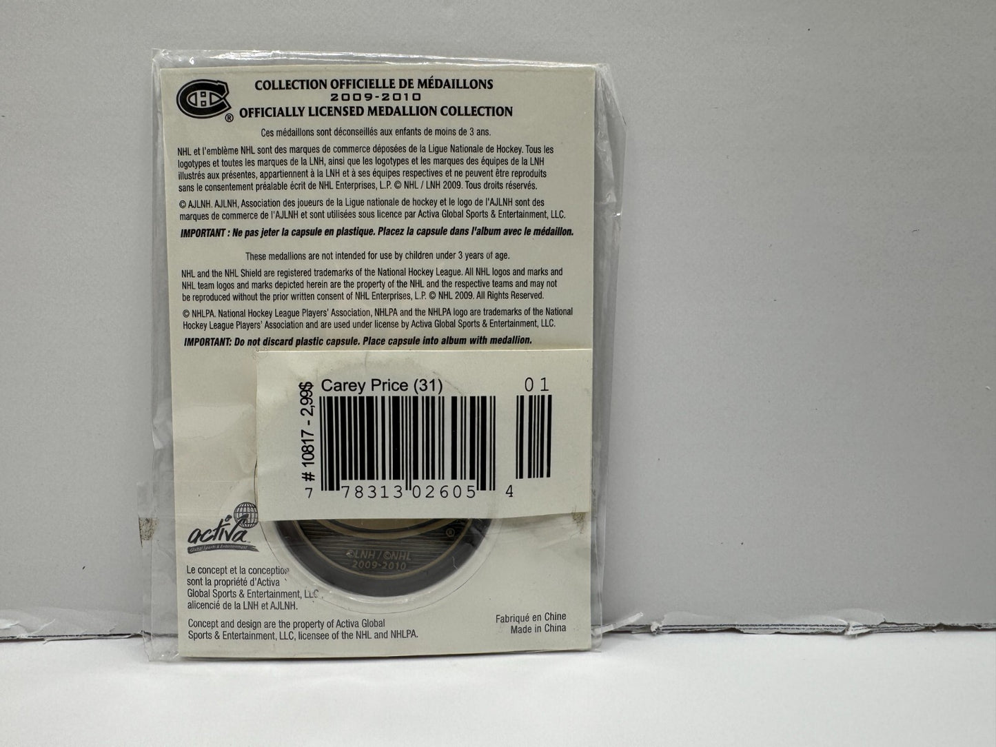 Carey Price Montreal Canadiens NHL Officially Licensed Medallion Collection