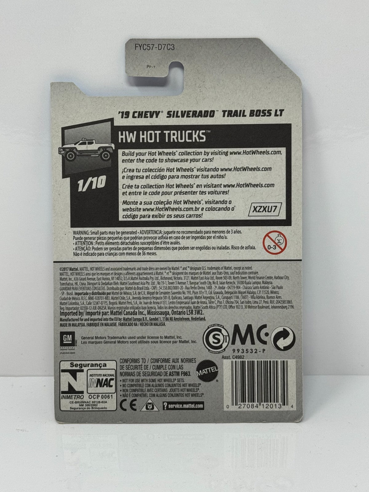 Hot Wheels HW Hot Trucks 2019 Chevy Silverado Trail Boss LT 1:64 Diecast