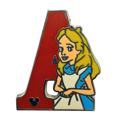 DLR Disney "A" for Alice Alphabet Hidden Mickey Trading Pin DC1S14