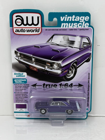 Auto World Vintage Muscle 1971 Dodge Dart Swinger 340 Plum Crazy 1:64 Diecast