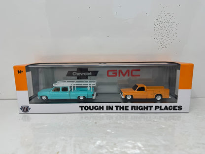 M2 Machines 1973 Chevrolet Cheyenne Super 30 & GMC Sierra Grande 15 1:64 Diecast