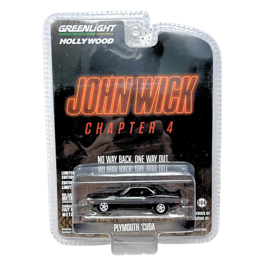 Greenlight Hollywood Plymouth 'Cuda John Wick Chapter 4 1:64 Diecast