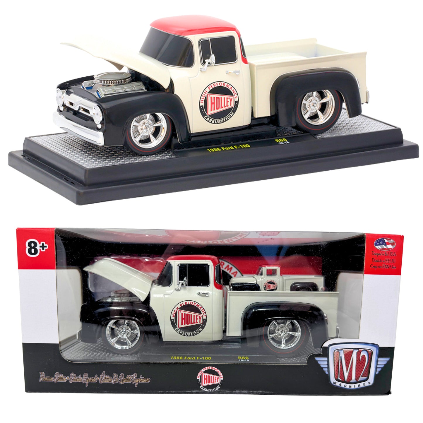 M2 Machines Holley Performance 1956 Ford F-100 1:24 & 1:64 Diecast Piggyback