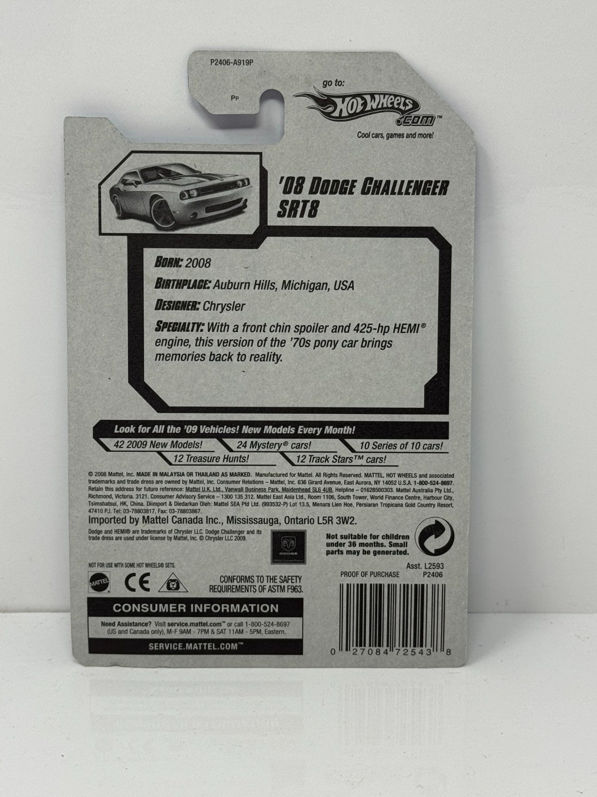 Hot Wheels Muscle Mania 2008 Dodge Challenger SRT8 1:64 Diecast Factory Sealed