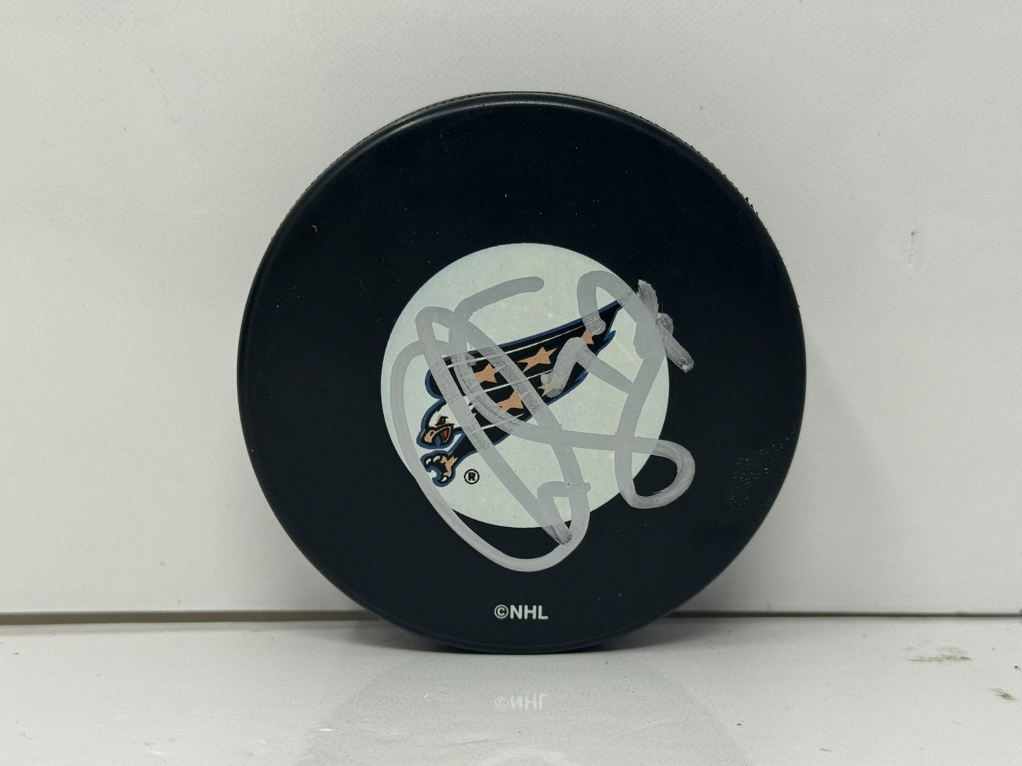 Chris Simon Washington Capitals Signed NHL Autograph Puck Silver Auto