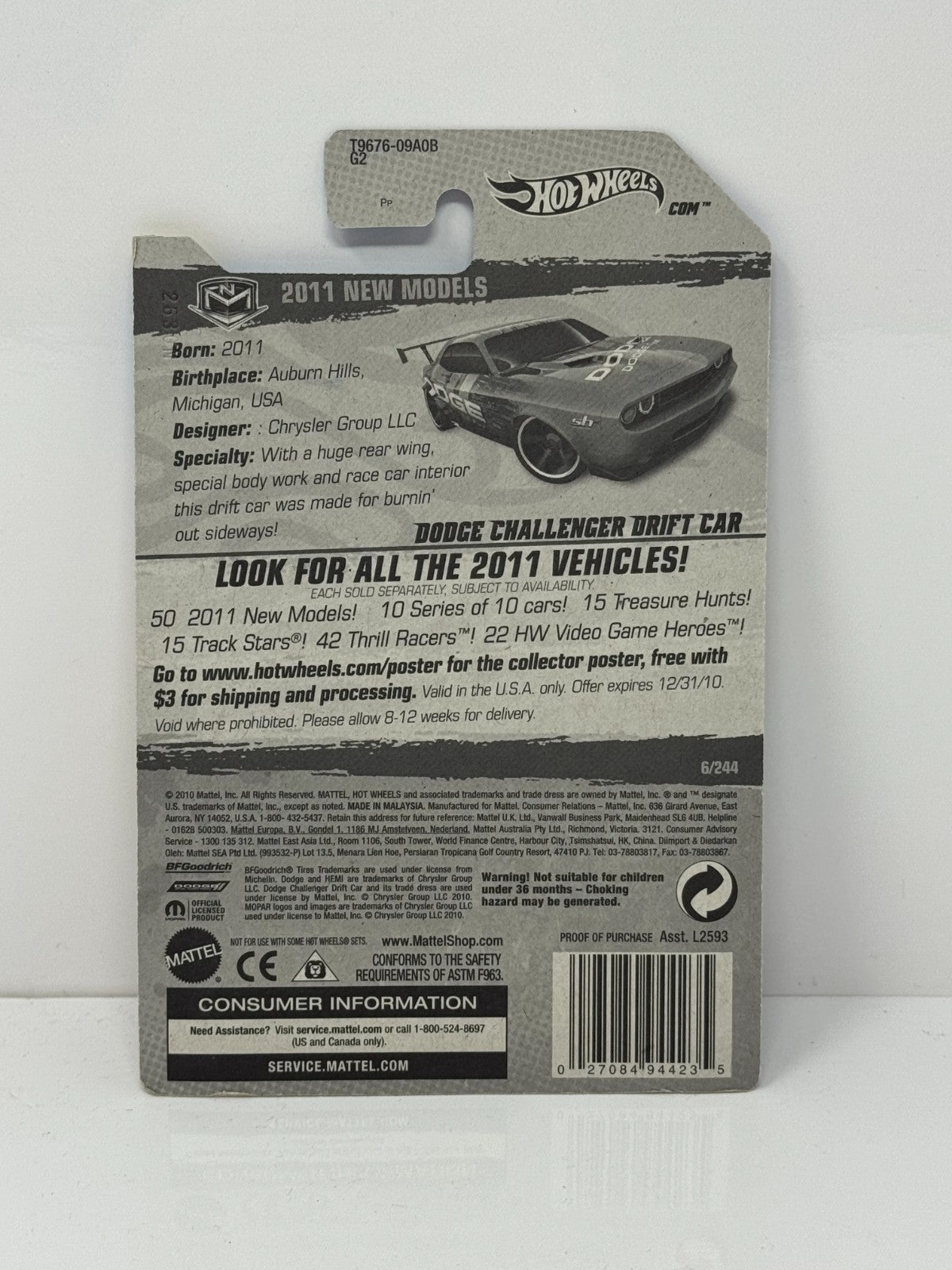 Hot Wheels 2011 New Models Dodge Challenger Drift Car 164 Diecast Factory Sealed