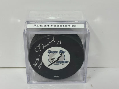 Ruslan Fedotenko Tampa Bay Lightning Signed NHL Autograph Puck Silver Auto