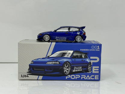 POP RACE Honda Civic EG6 Pandem 1:64 Diecast Blue