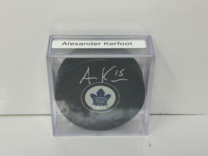 Alexander Kerfoot Toronto Maple Leafs Signed NHL Autograph Puck Silver Auto
