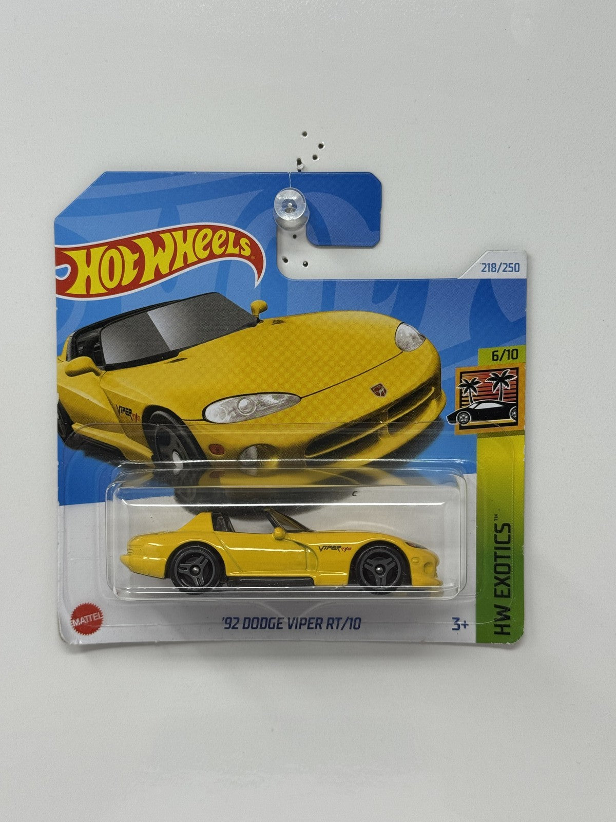 Hot Wheels HW Exotics 1992 Dodge Viper RT-10 1:64 Diecast Yellow Short Card