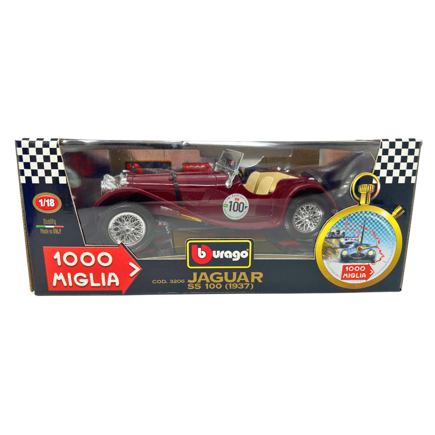 Bburago 1000 Miglia 1937 Jaguar SS 100 1:18 Diecast