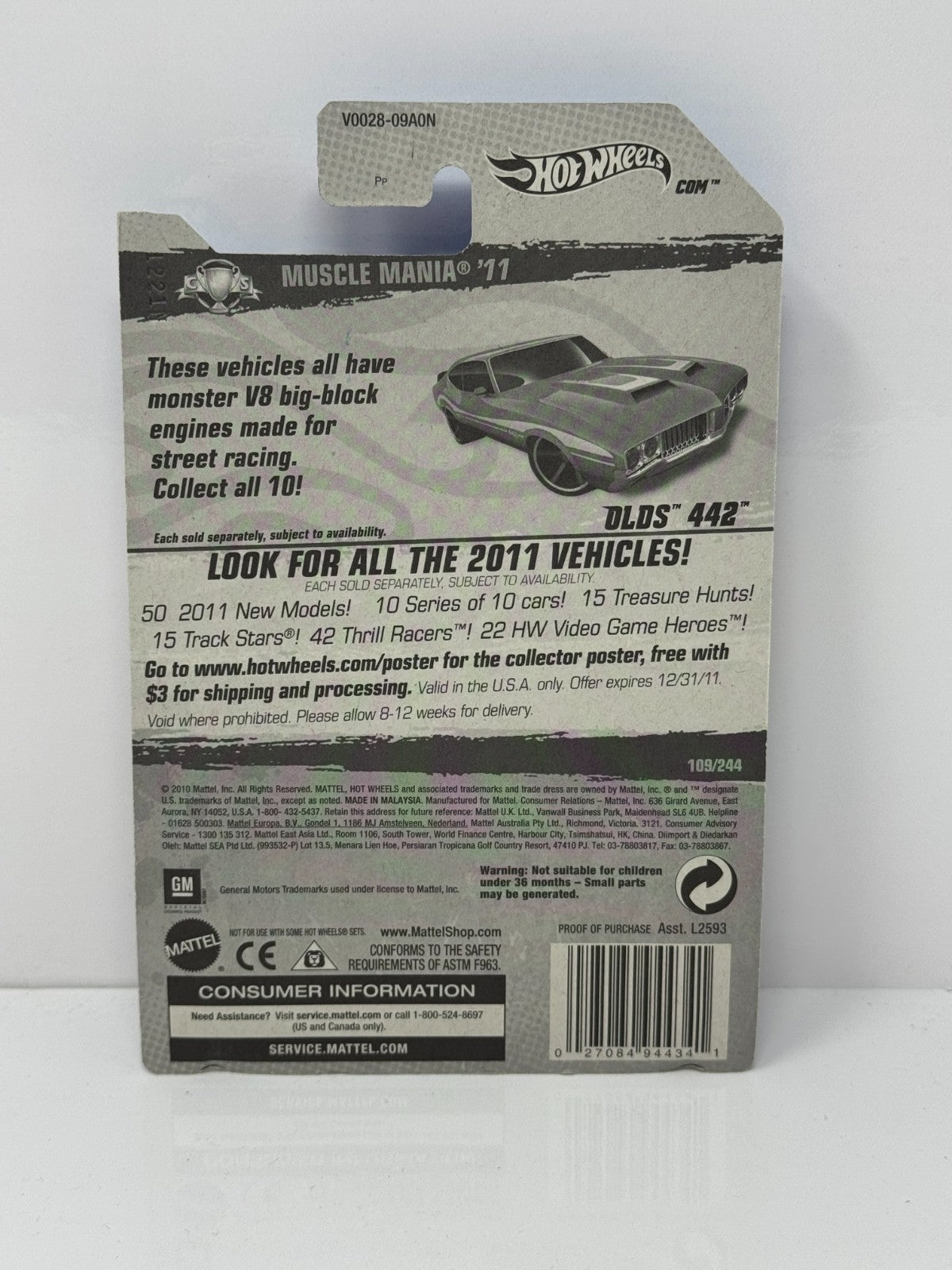 Hot Wheels Muscle Mania 1970 Oldsmobile 442 1:64 Diecast Factory Sealed Red