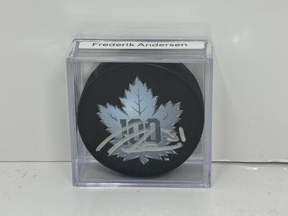 Frederik Andersen Toronto Maple Leafs Signed NHL Autograph Puck Silver Auto