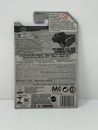 Hot Wheels Premiere 1978 Dodge Li’l Red Express Pickup 1:64 Diecast