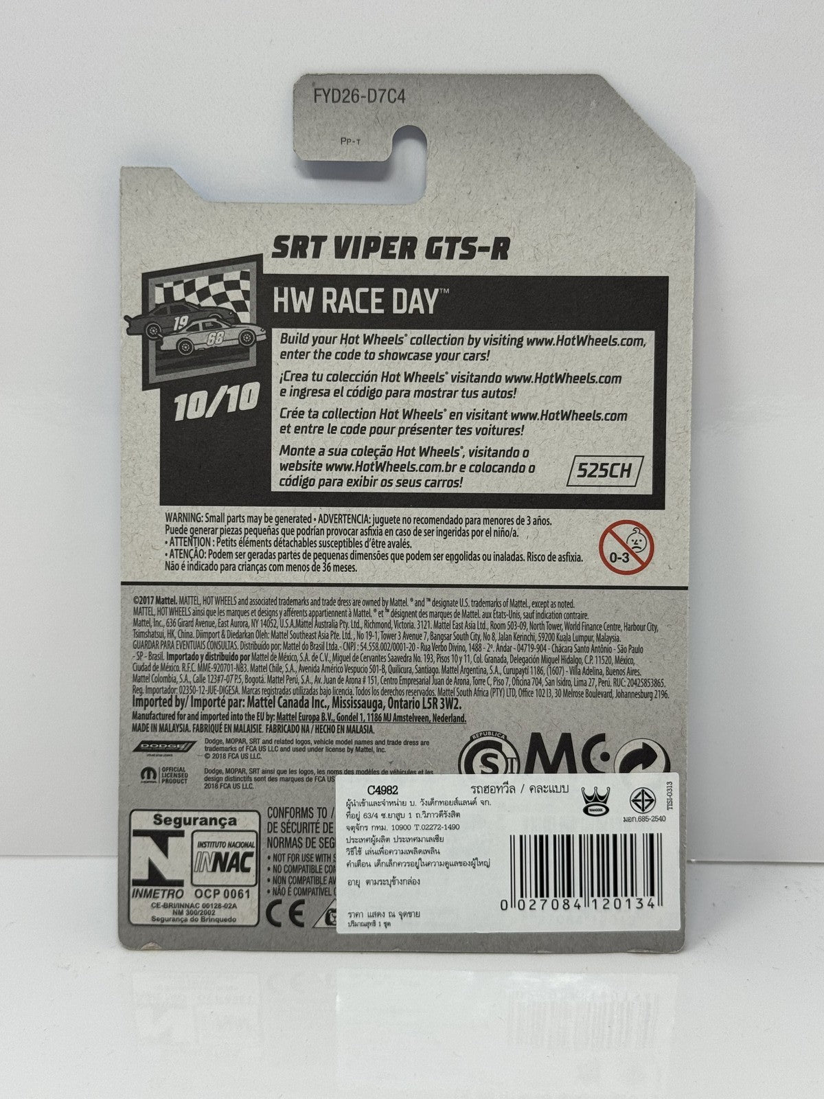 Hot Wheels HW Race Day SRT Viper GTS-R 1:64 Diecast Blue