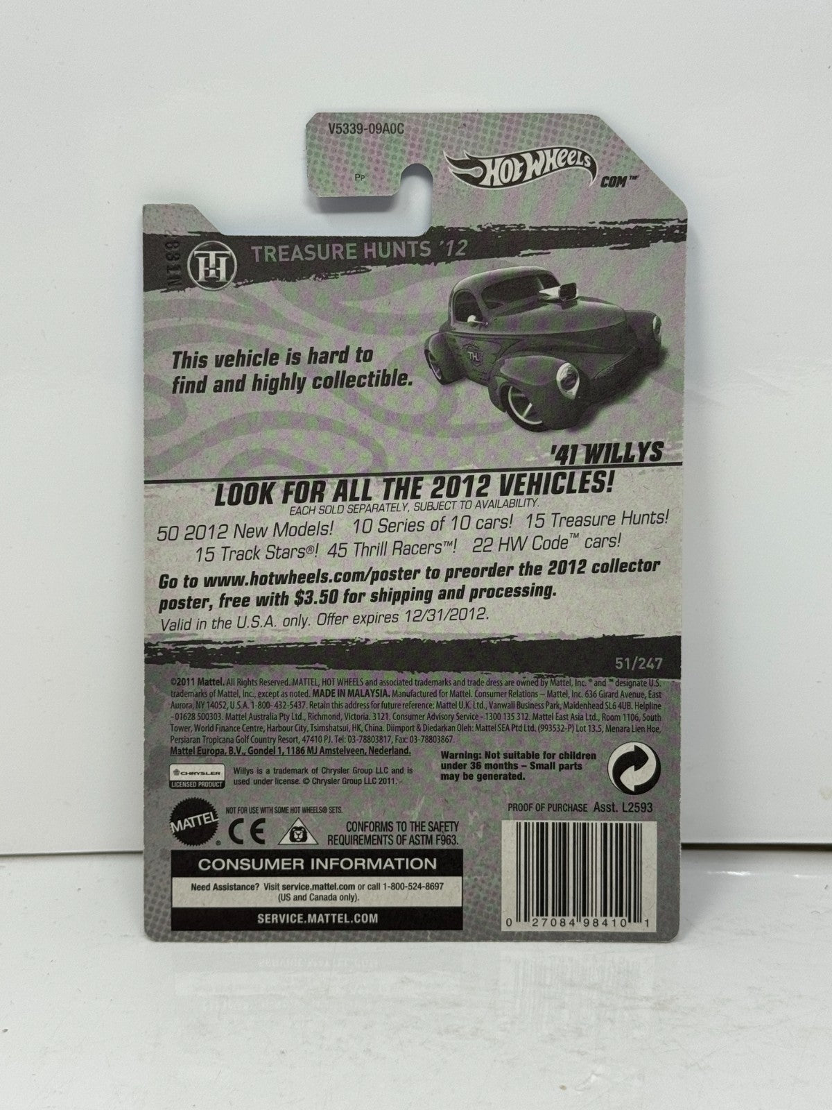 Hot Wheels Treasure Hunt 1941 Willys Coupe 1:64 Diecast