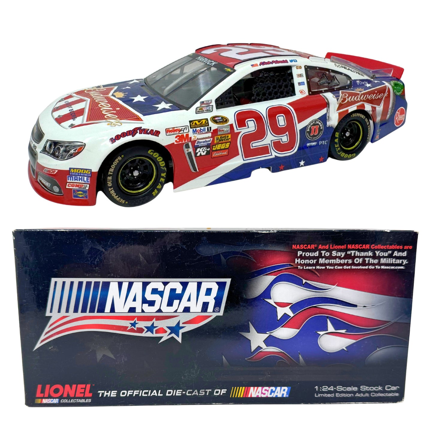 Lionel Nascar #29 Kevin Harvick Budweiser Salutes 2013 Chevy SS 124 Diecast