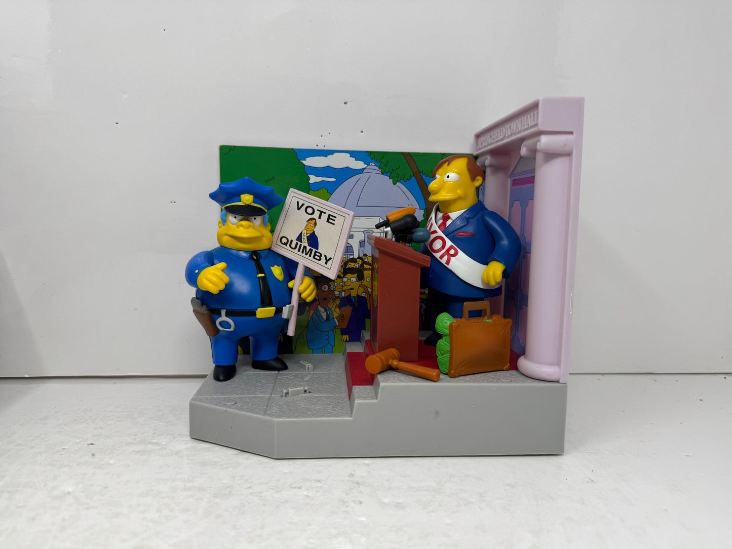 Simpsons World of Springfield Town Hall Announcement Playmates Playset Diorama
