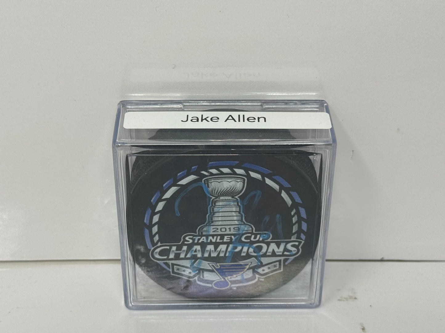 Jake Allen St. Louis Blues Stanley Cup Champ Signed NHL Autograph Puck Blue Auto