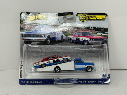 Hot Wheels Premium Team Transport #64 1966 Chevelle & Ramp Truck 1:64 Diecast