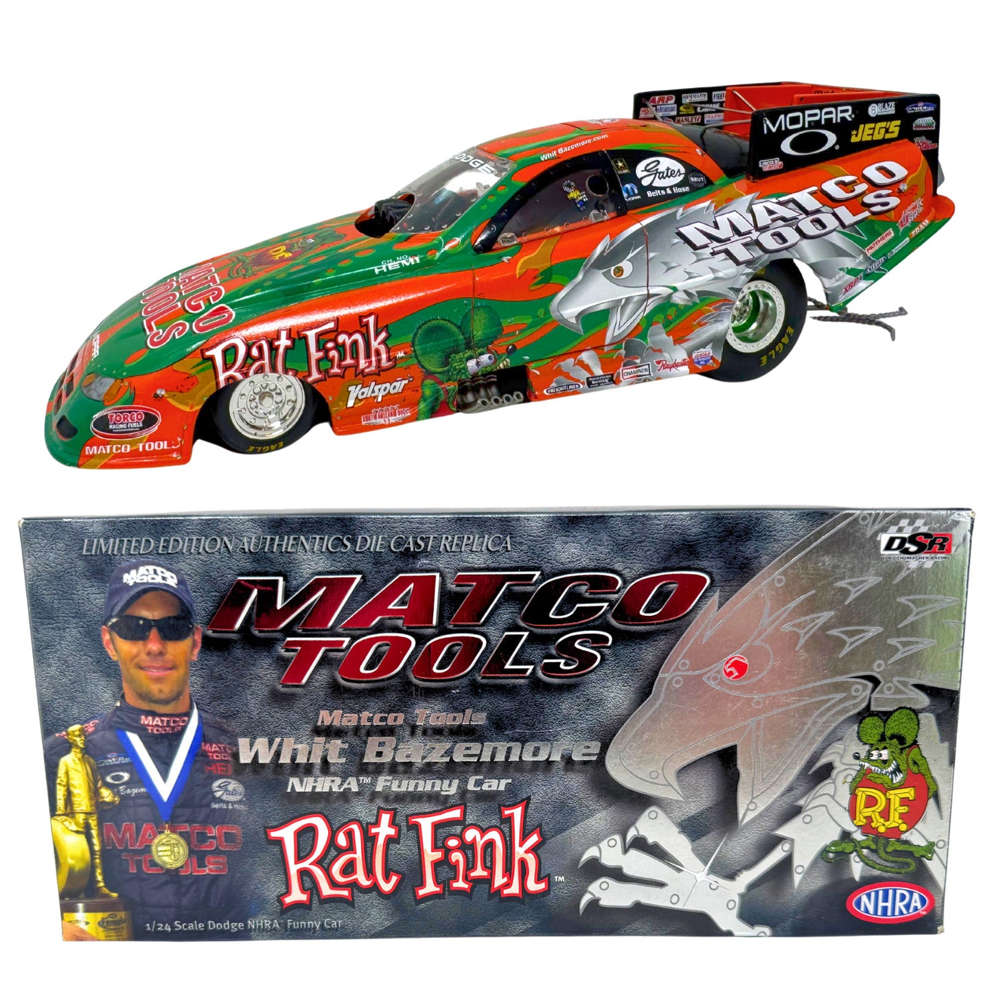 Racing Champions NHRA Whit Bazemore Matco Rat Fink Dodge Funny Car 1:24 Diecast