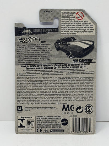 Hot Wheels Street Beasts 1969 Chevrolet Camaro 1:64 Diecast Burgundy