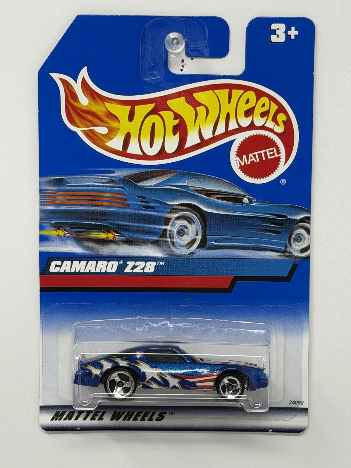 Hot Wheels Mainline 1993 Chevrolet Camaro Z28 1:64 Diecast Blue USA Flag