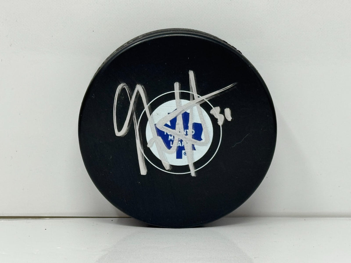Garret Sparks Toronto Maple Leafs Signed NHL Autograph Puck Silver Auto