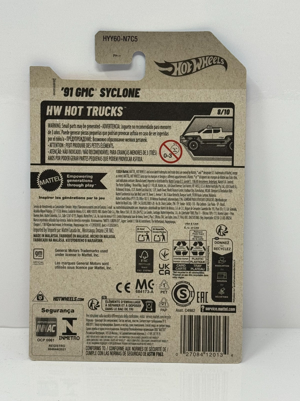 Hot Wheels Hot Trucks 1991 GMC Syclone 1:64 Diecast V6