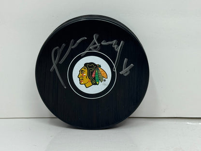 Denis Savard Chicago Blackhawks Signed NHL Autograph Puck Silver Auto