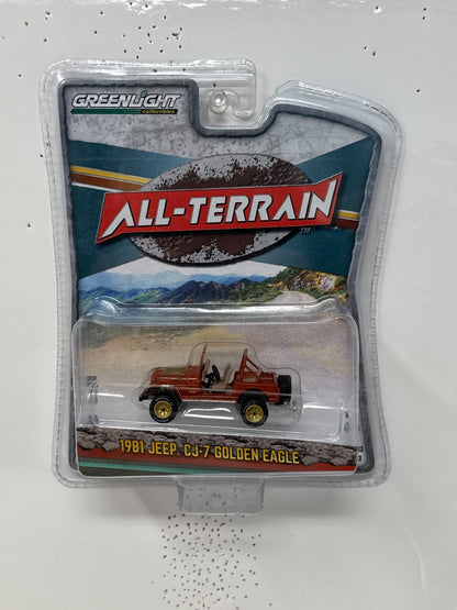Greenlight All-Terrain 1981 Jeep CJ-7 Golden Eagle 1:64 Diecast
