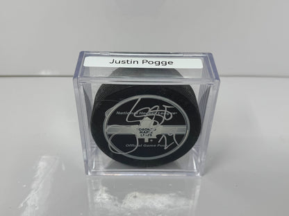 Justin Pogge Toronto Maple Leafs Signed NHL Autograph Puck Silver Auto