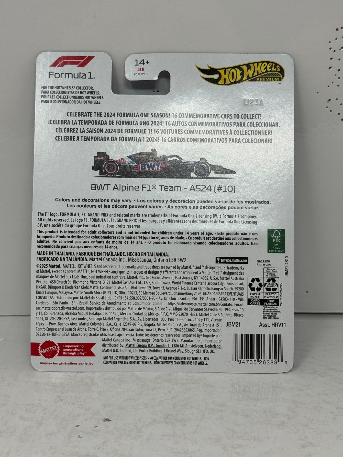 Hot Wheels Premium Formula 1 BWT Alpine F1 Team A524 1:64 Diecast