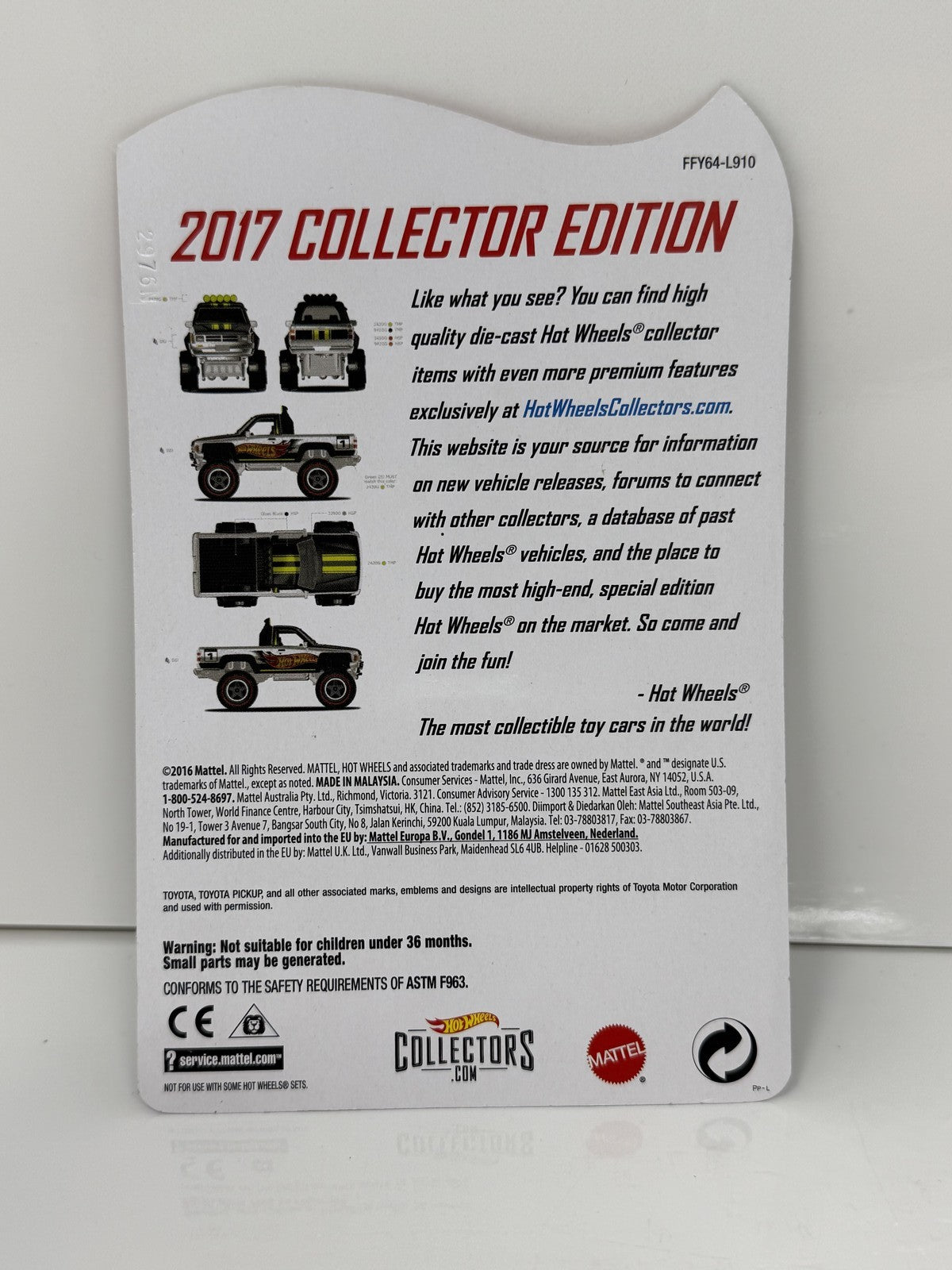 Hot Wheels 2017 Collector Edition 1987 Toyota Pickup ZAMAC Walmart 1:64 Diecast