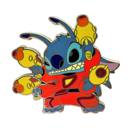 Disney Stitch w/ Laser Cannons Deluxe Pin Red Lanyard Starter Trading Pin DC1S9