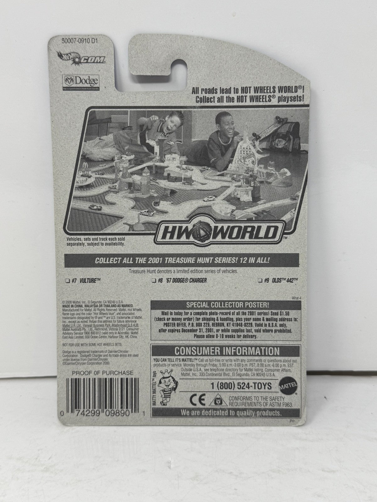 Hot Wheels 2001 Treasure Hunt Series 1967 Dodge Charger 1:64 Diecast Real Riders